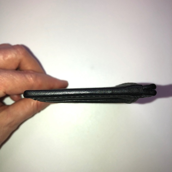 π2xHPπ COACH Slim Flat Leather Card Case / Wallet in Denim Blue & Black EUC - Picture 10 of 15